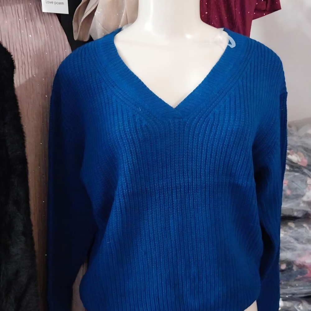 V-Neck Blue Sweater